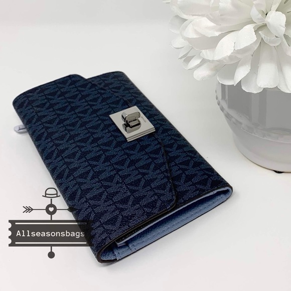 🔽 Michael Kors Large trifold Cassie wallet blue - Picture 3 of 6